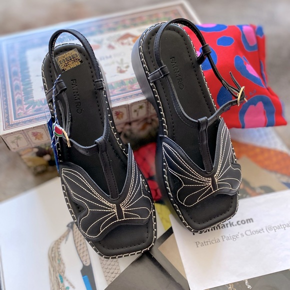 Farm Rio Black Butterfly Flatform sandal - Picture 9 of 13